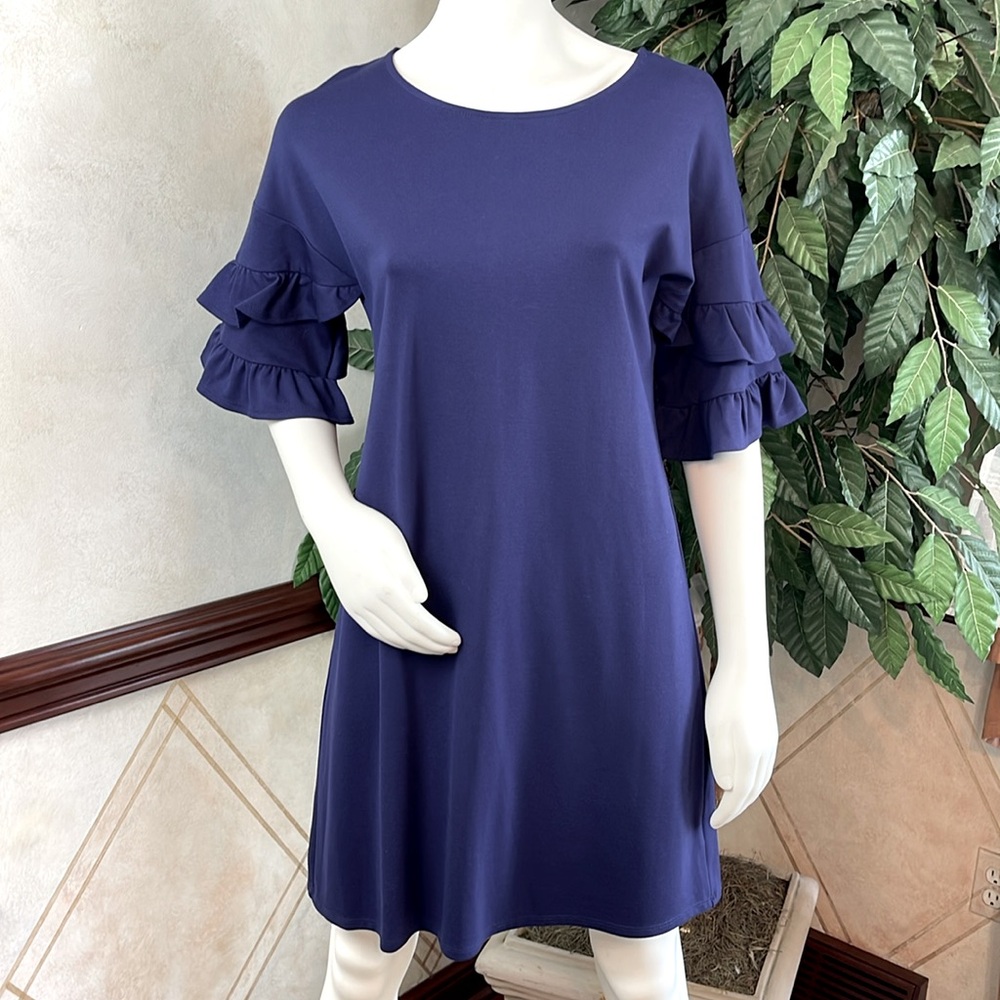 SIGNATURE STUDIO RUFFLE SLEEVE DRESS